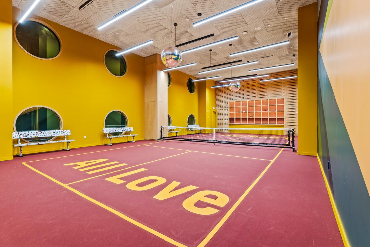 Indoor pickleball court at The Standard Residences Miami
